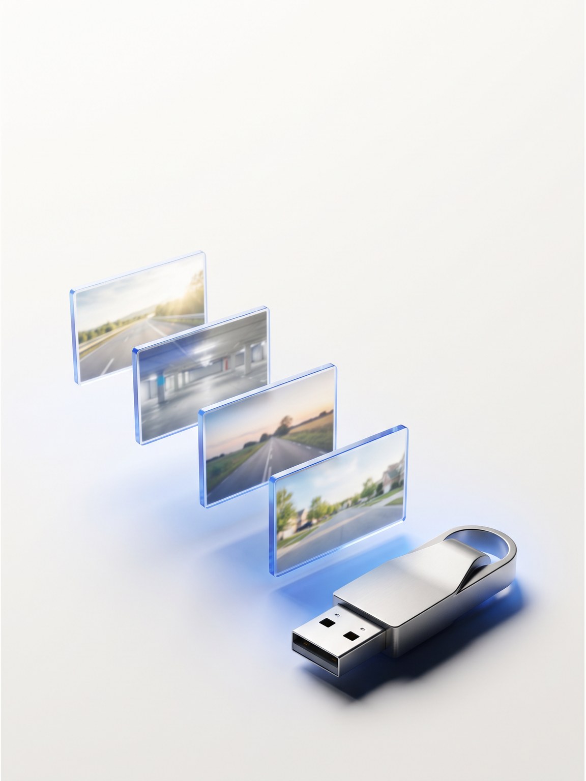 USB drive and recovered roadway fragments: ClipSalvage recovery artwork