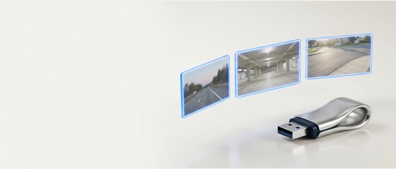 USB drive and recovered roadway fragments: ClipSalvage recovery artwork